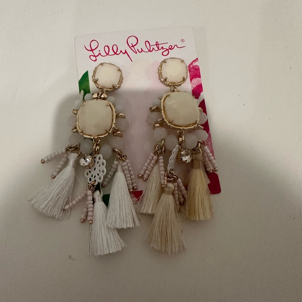 Lilly Pulitzer Waterside Tassel Earrings in Resort White - Picture 4 of 4